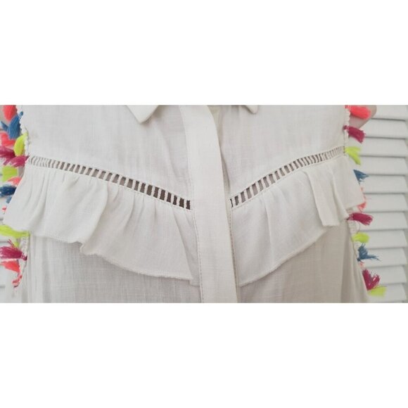 NEW LUXE MODA WHITE EMBROIDERED EMBELLISHED BLOUSE TOP SZ XLARGE - Picture 6 of 10